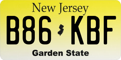 NJ license plate B86KBF