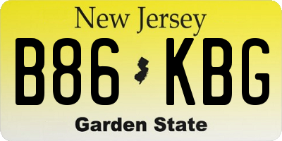NJ license plate B86KBG