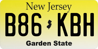 NJ license plate B86KBH