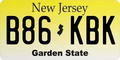 NJ license plate B86KBK