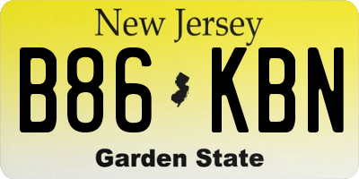 NJ license plate B86KBN