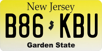 NJ license plate B86KBU