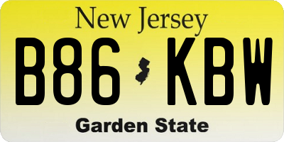 NJ license plate B86KBW