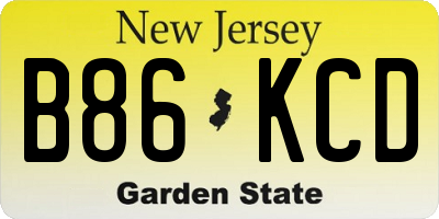 NJ license plate B86KCD