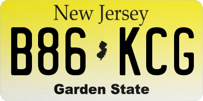 NJ license plate B86KCG
