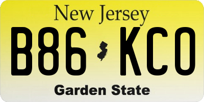 NJ license plate B86KCO