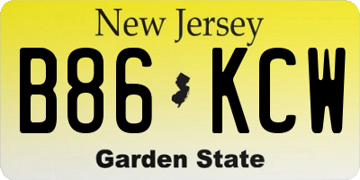 NJ license plate B86KCW