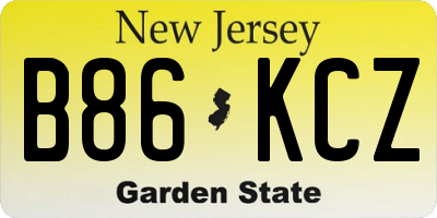 NJ license plate B86KCZ