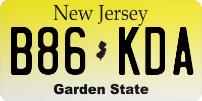 NJ license plate B86KDA
