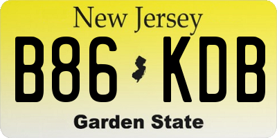 NJ license plate B86KDB