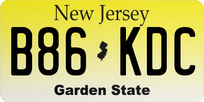 NJ license plate B86KDC