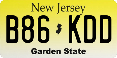 NJ license plate B86KDD
