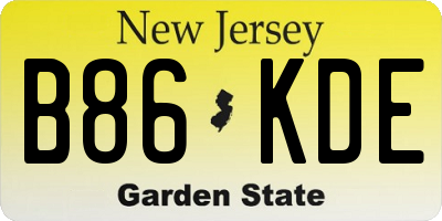 NJ license plate B86KDE