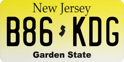 NJ license plate B86KDG
