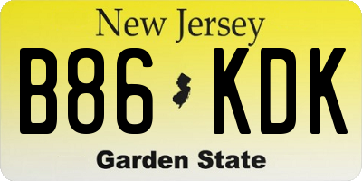 NJ license plate B86KDK