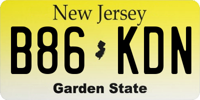 NJ license plate B86KDN