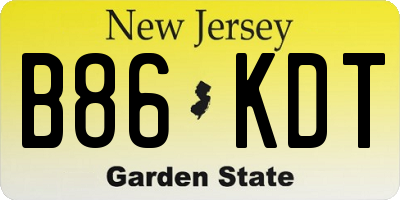 NJ license plate B86KDT