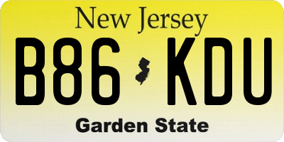 NJ license plate B86KDU