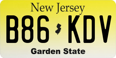 NJ license plate B86KDV