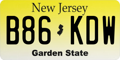 NJ license plate B86KDW