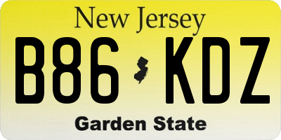 NJ license plate B86KDZ