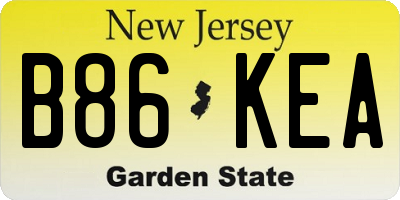 NJ license plate B86KEA