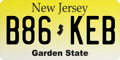 NJ license plate B86KEB