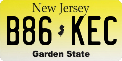 NJ license plate B86KEC