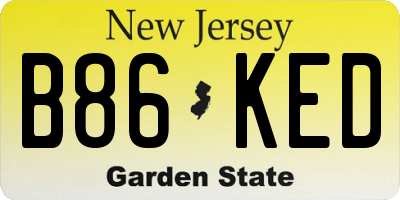 NJ license plate B86KED