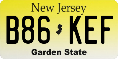 NJ license plate B86KEF