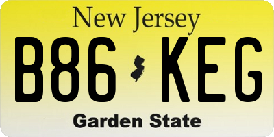 NJ license plate B86KEG