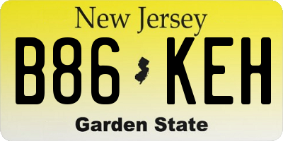 NJ license plate B86KEH