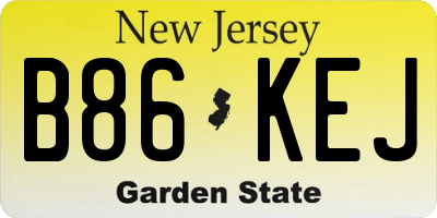 NJ license plate B86KEJ