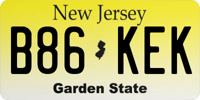 NJ license plate B86KEK