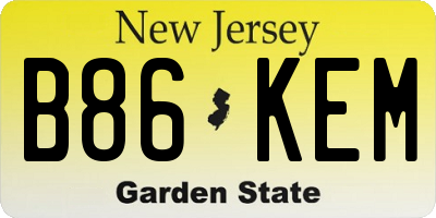 NJ license plate B86KEM