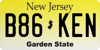 NJ license plate B86KEN