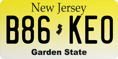 NJ license plate B86KEO