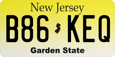 NJ license plate B86KEQ