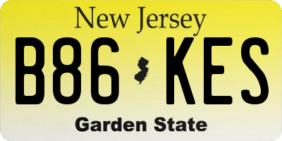 NJ license plate B86KES