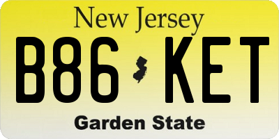 NJ license plate B86KET