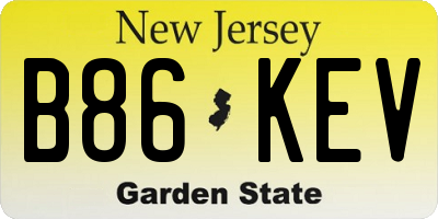 NJ license plate B86KEV