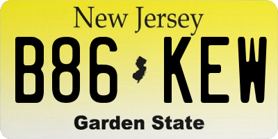 NJ license plate B86KEW