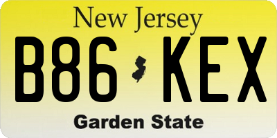 NJ license plate B86KEX