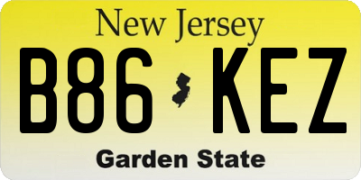 NJ license plate B86KEZ