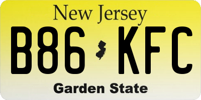 NJ license plate B86KFC