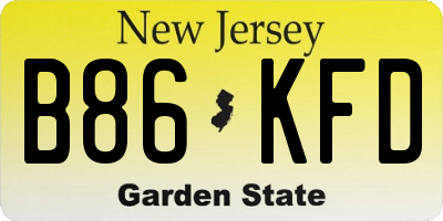 NJ license plate B86KFD
