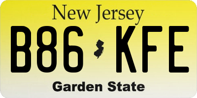 NJ license plate B86KFE