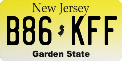 NJ license plate B86KFF