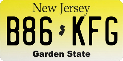 NJ license plate B86KFG