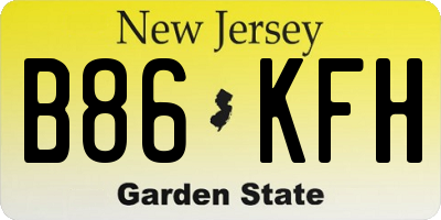 NJ license plate B86KFH